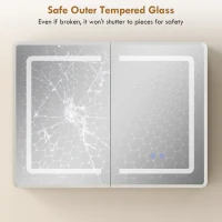 HOMCOM Armário espelhado para banheiro com iluminação LED, 60 x 80 cm, armário de banheiro com antiembaçamento, dimável em 3 níveis(m-4)