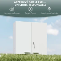 HOMCOM Armoire à pharmacie murale, armoire à médicaments à 4 étagères avec double porte verrouillable 2 clés, 53x20x53cm, blanc(m-6)