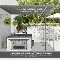 Outsunny 4.35 x 3m Outdoor Patio Gazebo Pergola, Retractable Pergola Canopy Aluminum Post & PC Roof,  Grey(m-4)