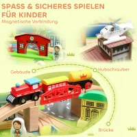AIYAPLAY Spieltisch, 108-teiliges Eisenbahn-Set aus Holz, mit abnehmbarer Tischplatte, Eisenbahntisch, 98x60,5x40 cm, Blau(m-6)