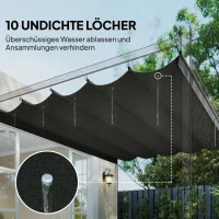 Outsunny Ersatzplane für 3x3m Pavillons, mit Wasserablauflöchern, 2,50 x 2,55 m, Dunkelgrau(m-6)