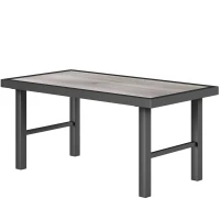 Outsunny Rechteckiger Gartencouchtisch mit SPC-Platte in Holzoptik, Metall, 100 x 52 x 46 cm, schwarz(m-7)