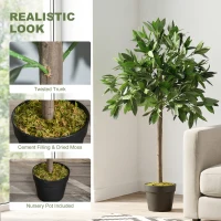 Outsunny Set de 2 Arbori de Dafin in Ghiveci, Plante Artificiale din Plastic, inaltime 90 cm, pentru Interior si Exterior(m-4)