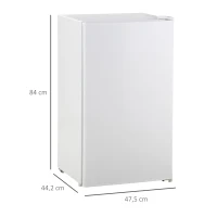 HOMCOM Mini-Kühlschrank, 91 Liter Kapazität, Gefrierfach, verstellbare Fächer, leiser Betrieb, kompakte Größe, Kunststoff, Stahl, Weiß(m-3)