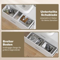 HOMCOM Moderner Badezimmer-Unterschrank mit 2 Schubladen, freistehender Unterschrank für Waschbecken ohne Sockel, Weiß(m-6)