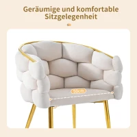 Esszimmerstühle, Luxus-Stuhl mit Goldglanz, edel-samtbezug, verstellbare Vorderbeinstützen, 70x47x80 cm, Beige(m-5)