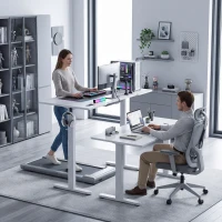 HOMCOM Electric Standing Desk Frame, Height Adjustable Sit Stand Desk Frame with Dual Motors, Memory Smart Panel and Collision Protection, Easy Assembly, White(m-9)