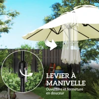 Outsunny Parasol de Jardin Double Face 3 x 1,5 m avec Base et Sacs de Sable, UPF 50+, Parasol avec Housse, Manivelle, Beige(m-8)