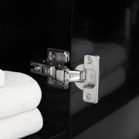 Dulap de Baie LED cu Oglindă Kleankin, Dulap Suspendat cu 3 Uși, Rafturi Reglabile, Funcție Memorie & Încărcare USB(m-17)