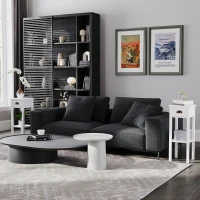 HOMCOM Set 2 tavolini d'appoggio con cassetto e ripiano inferiore, 30x30x75 cm, Bianco(m-6)