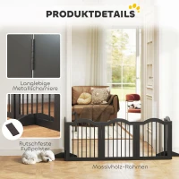 PawHut Absperrgitter Hund Freistehendes Schutzgitter mit Füßen, Klappbar Hundegitter, 5 Paneelen, 261,5 x 29,5 x 61 cm, Schwarz(m-5)
