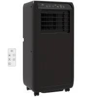 HOMCOM Przenośna Klimatyzacja Mini Klimatyzator, Timer 24 godziny, 3 prędkości, 33 x 28 x 68,5 cm, Czarny(m-1)