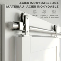 HOMCOM 152CM Quincaillerie porte coulissante de grange, rail porte coulissante de 76 cm de large, épaisseur 30 mm, argenté(m-4)