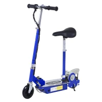 HomCom Patinete Eléctrico Scooter Plegable con Manillar y Asiento Ajustable - Color Azul - 81.5x37x96cm(m-1)