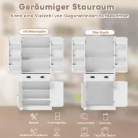 Aufbewahrungsschrank 182cm hoch mit 4 Türen 1 Schublade, 6 Staufächer 4 verstellbare Ablageflächen für Küche Wohnzimmer Weiß(m-7)