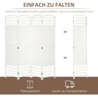HOMCOM Paravent 4-teilig 160 x 170 cm Faltbar Raumteiler Trennwand aus Wellenfaser Trennwand für Wohnzimmer(m-4)