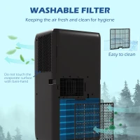 HOMCOM Przenośna Klimatyzacja Mini Klimatyzator, Timer 24 godziny, 3 prędkości, 33 x 28 x 68,5 cm, Czarny(m-6)