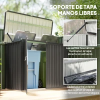 Outsunny Cobertizo para Contenedor de Basura Doble de Acero Galvanizado de 240L con Tapa Abatible y Puertas con Cerradura Gris(m-6)