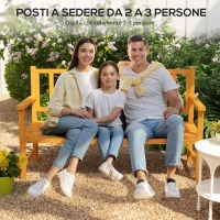 Outsunny Panchina da Giardino con Tavolino Centrale Sollevabile e Braccioli, in Legno, 153x56x91 cm, Marrone Chiaro(m-6)