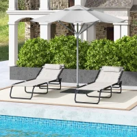 Outsunny Lot de 2 bain de soleil transat pliable dossier inclinable multi-positions acier lacets élastiques textilène crème(m-10)