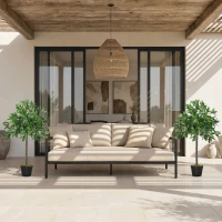 Outsunny Set de 2 Arbori de Dafin in Ghiveci, Plante Artificiale din Plastic, inaltime 90 cm, pentru Interior si Exterior(m-6)