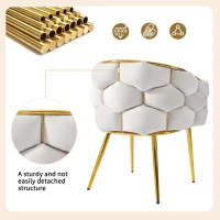 Esszimmerstühle, Luxus-Stuhl mit Goldglanz, edel-samtbezug, verstellbare Vorderbeinstützen, 70x47x80 cm, Beige(m-7)