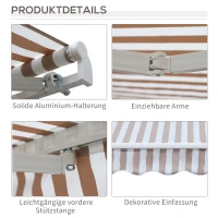 Toldo exterior con manivela, toldo de brazo articulado, protección solar, fijación a la pared, balcón, montañas de aluminio 3 x 2,5 m(m-5)