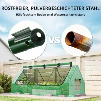 Outsunny Mini-Gewächshaus, wetterbeständig, aufrollbares Fenster, 240 cm x 90 cm x 90 cm, Grün(m-7)