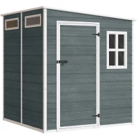 Outsunny Caseta de Almacenamiento Exterior 182x182 cm con Puerta con Cerradura y Suelo, Gris Envejecido(m-1)