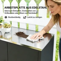 Outsunny Gartenschrank mit Pflanztisch Geräteschuppen mit Edelstahl Arbeitsplatte abnehmbar Regal magnetisch Doppeltür Rolle(m-5)