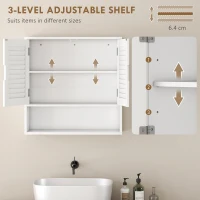 HOMCOM Bathroom Cabinet, Wall Mounted Storage Cabinet with Adjustable Shelves, 60 x 20 x 60 cm, White(m-5)