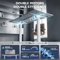 HOMCOM Electric Standing Desk Frame, Height Adjustable Sit Stand Desk Frame with Dual Motors, Memory Smart Panel and Collision Protection, Easy Assembly, White(m-4)