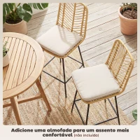 HOMCOM Bancos Altos de Cozinha em Vime Sintético Bancos de Bar Modernos com Pés de Aço 42,5x52x102 cm Madeira e Preto(m-4)