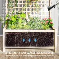 Outsunny Hochbeet mit Spalier und Dach, Pflanzkasten, Blumenbeet, wetterfest, Holz, 90 x 45 x 183 cm, Naturholz(m-6)