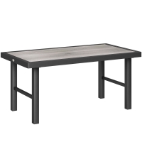 Outsunny Rechteckiger Gartencouchtisch mit SPC-Platte in Holzoptik, Metall, 100 x 52 x 46 cm, schwarz