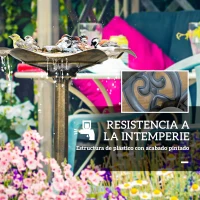 Outsunny Baño para Pájaros de Jardín Exterior 71 cm con Diseño Hoja de Loto y Acabado Envejecido Ligero y Resistente Bronce(m-6)