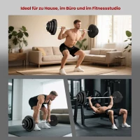 HOMCOM Hanteln Set 70kg Hantelset aus Stahl Kurzhanteln mit Verbindungsrohr Rutschfester Griff für Zuhause(m-7)
