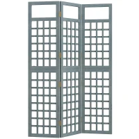 Outsunny 3-Panel Garden Privacy Screen, Freestanding Foldable Wooden Outdoor Divider/Trellis, Decorative Privacy Screen, Grey(m-10)