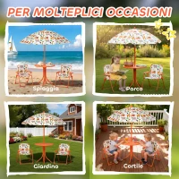 AIYAPLAY Set da Giardino per Bambini Tavolo da Picnic con Ombrellone Arancione(m-7)