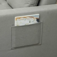 HOMCOM Loveseat Sofa Bed, Convertible Bed Settee with 2 Pillows, Side Pockets, Light Grey(m-10)