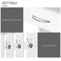 HOMCOM Set Mobili Ingresso Moderno con Scarpiera e Specchio, Appendiabiti da Ingresso con 6 Ganci, 2 Ripiani Regolabili e Cassetti in Legno per Corridoio, 90x24x166 cm, Bianco(m-5)