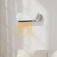 HOMCOM Chauffage mural en céramique 1000/2000W, radiateur électrique, ventilateur, thermostat, minuterie, 50x19x14cm, blanc(m-10)