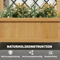 Outsunny Hochbeet mit Metallgitter, Holz-Pflanzkasten mit Rädern, Outdoor-Pflanzkasten, Braun(m-6)