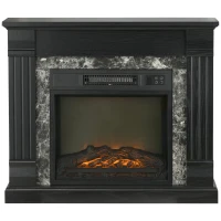 HOMCOM Camino Elettrico da Terra con Timer, Fiamma e Temperatura Regolabile, 80x21.6x67.8 cm, Nero(m-1)