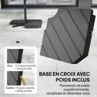 Outsunny Parasol déporté 3 m avec pied en croix et dalles lestage, parasol de jardin extérieur avec manivelle, crème(m-4)