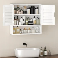 HOMCOM Bathroom Cabinet, Wall Mounted Storage Cabinet with Adjustable Shelves, 60 x 20 x 60 cm, White(m-7)