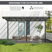 Outsunny 4.35 x 3m Outdoor Patio Gazebo Pergola, Retractable Pergola Canopy Aluminum Post & PC Roof,  Grey(m-6)