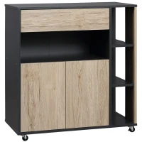 HOMCOM Armario de Suelo para Cocina Mueble Auxiliar Multiusos Diseño Moderno Espacioso con Cajón Estantes Ruedas Universales 80x39x86,5 cm(m-7)