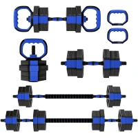 SPORTNOW Conjunto de halteres musculação 6-em-1 haltere ajustável 20 kg kettlebell, barra de musculação suporte para flexões azul(m-8)