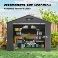 Outsunny Zeltgarage 2,5x1,8 m Wasserdicht Garagenzelt mit aufrollbarer Reißverschlusstür Belüftungsfenster Dunkelgrau(m-6)